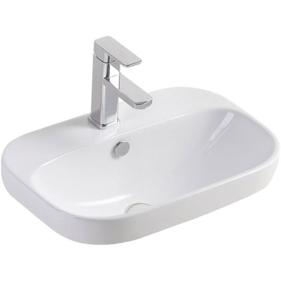 FIENZA PARISA SEMI-INSET BASIN WITH TAP HOLE GLOSS WHITE 515MM