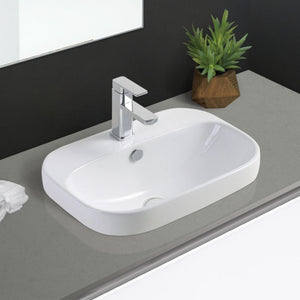 FIENZA PARISA SEMI-INSET BASIN WITH TAP HOLE GLOSS WHITE 515MM