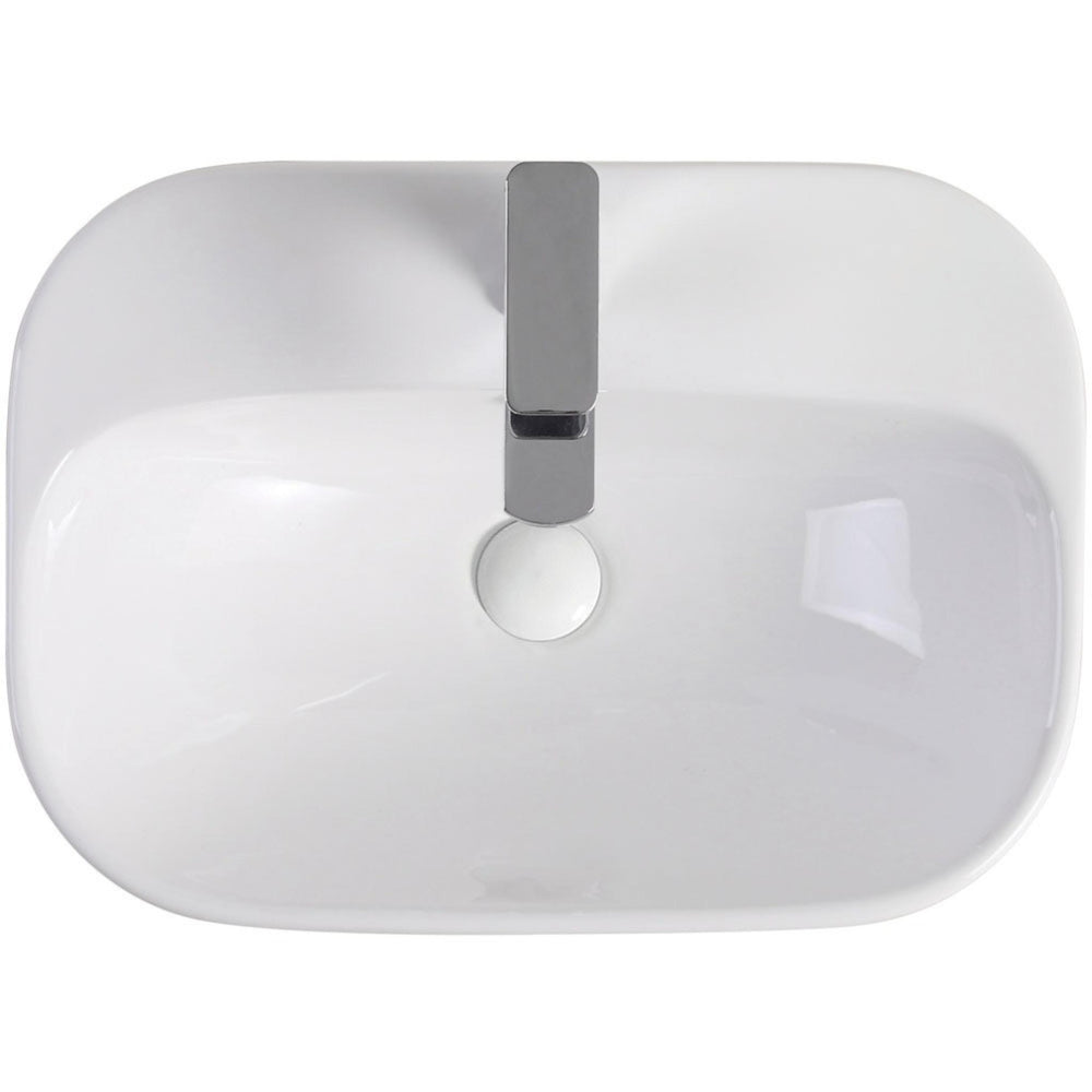 FIENZA PARISA SEMI-INSET BASIN WITH TAP HOLE GLOSS WHITE 515MM