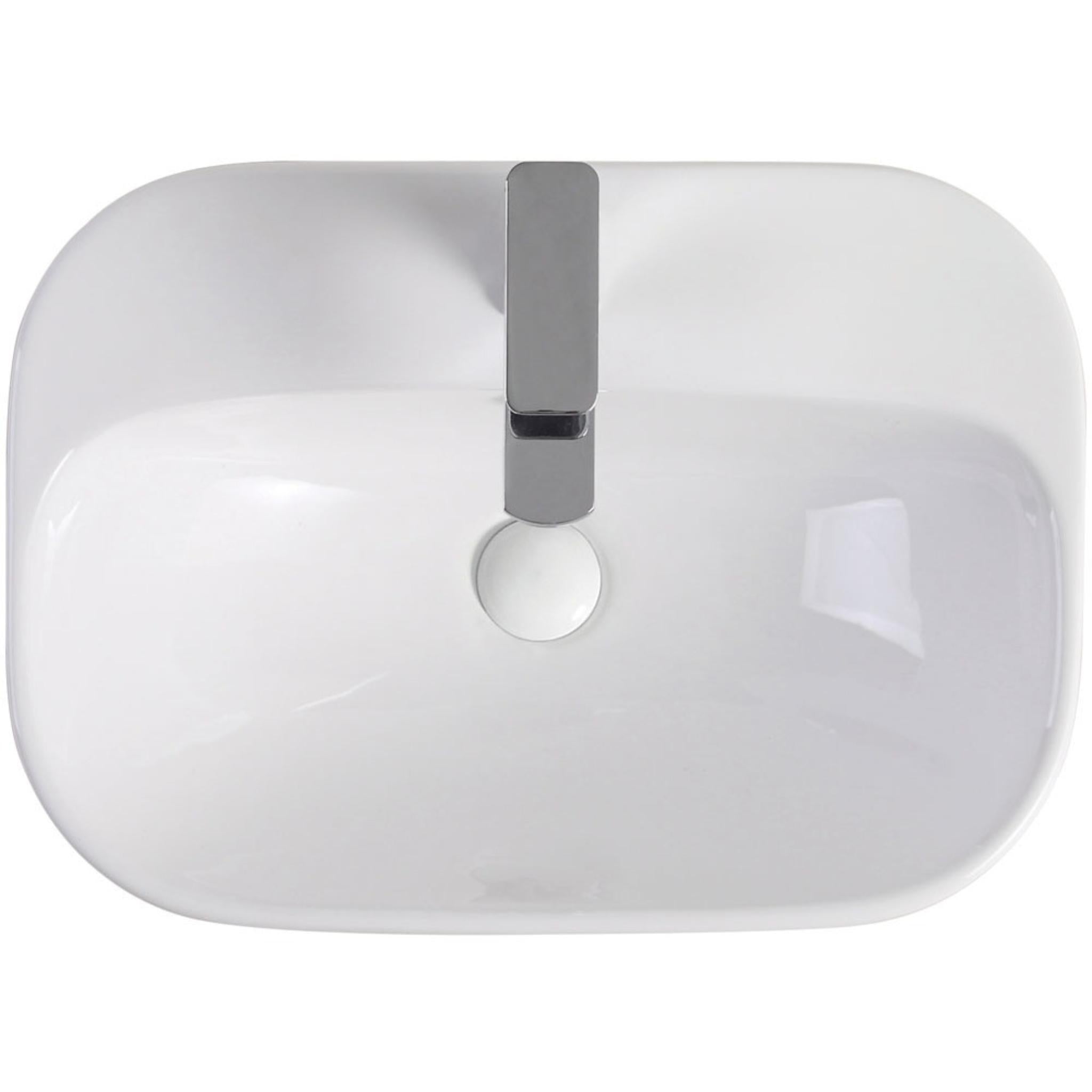 FIENZA PARISA SEMI-INSET BASIN WITH TAP HOLE GLOSS WHITE 515MM