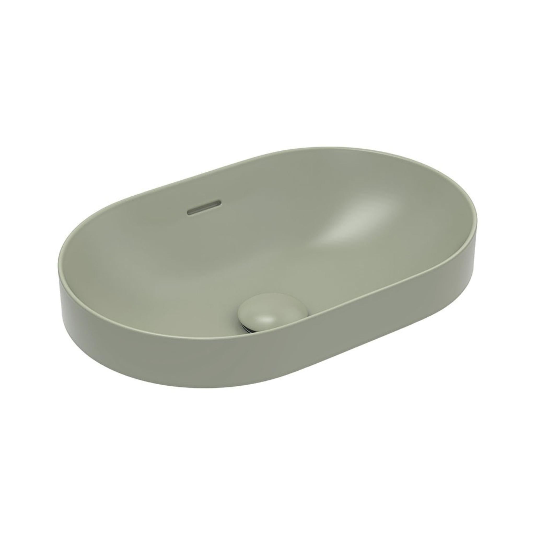 FIENZA ALUCA PILL SEMI-INSET CERAMIC BASIN OLIVE 530MM