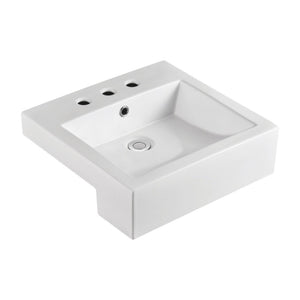 FIENZA JACINTA SEMI-RECESSED BASIN THREE TAP HOLES GLOSS WHITE 480MM