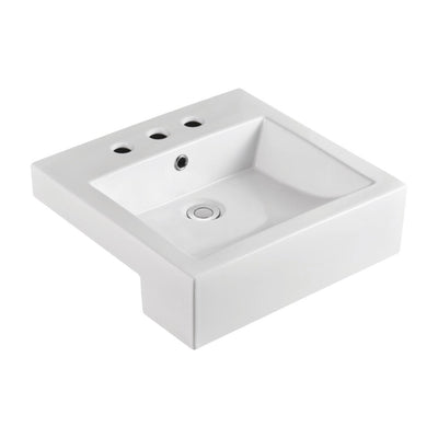FIENZA JACINTA SEMI-RECESSED BASIN THREE TAP HOLES GLOSS WHITE 480MM