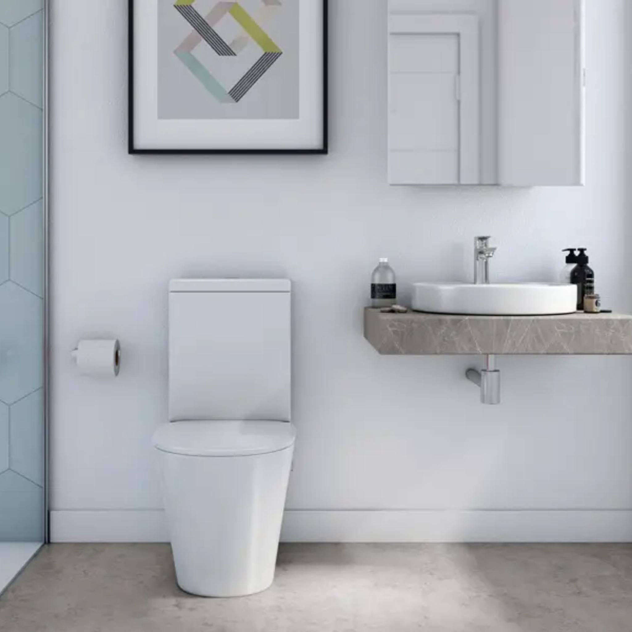 DECINA RENEE RIMLESS UNIVERSAL BACK-TO-WALL TOILET SUITE GLOSS WHITE