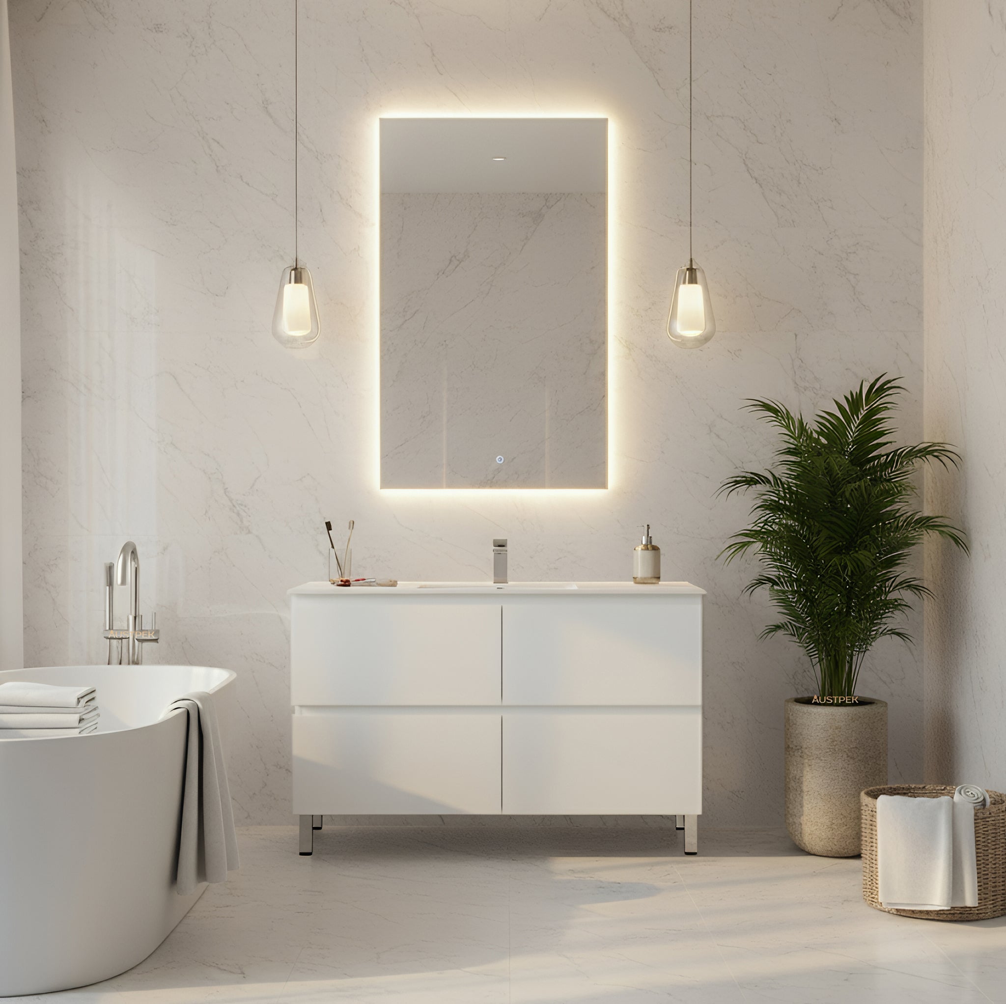 CETO REVIVE MATTE WHITE 1200MM SINGLE BOWL FLOOR STANDING VANITY