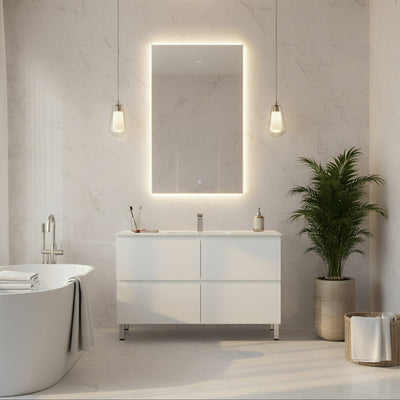 CETO REVIVE MATTE WHITE 1200MM SINGLE BOWL FLOOR STANDING VANITY