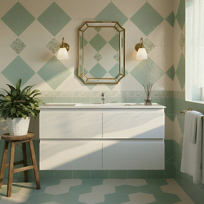 CETO REVIVE MATTE WHITE 1200MM SINGLE BOWL WALL HUNG VANITY