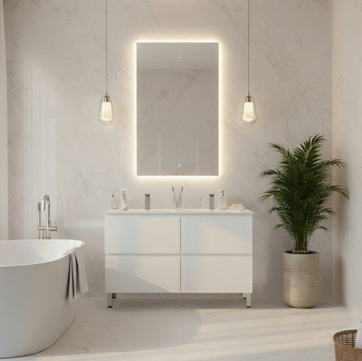 CETO REVIVE MATTE WHITE 1200MM DOUBLE BOWL FLOOR STANDING VANITY