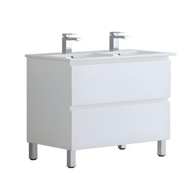 CETO REVIVE MATTE WHITE 1200MM DOUBLE BOWL FLOOR STANDING VANITY