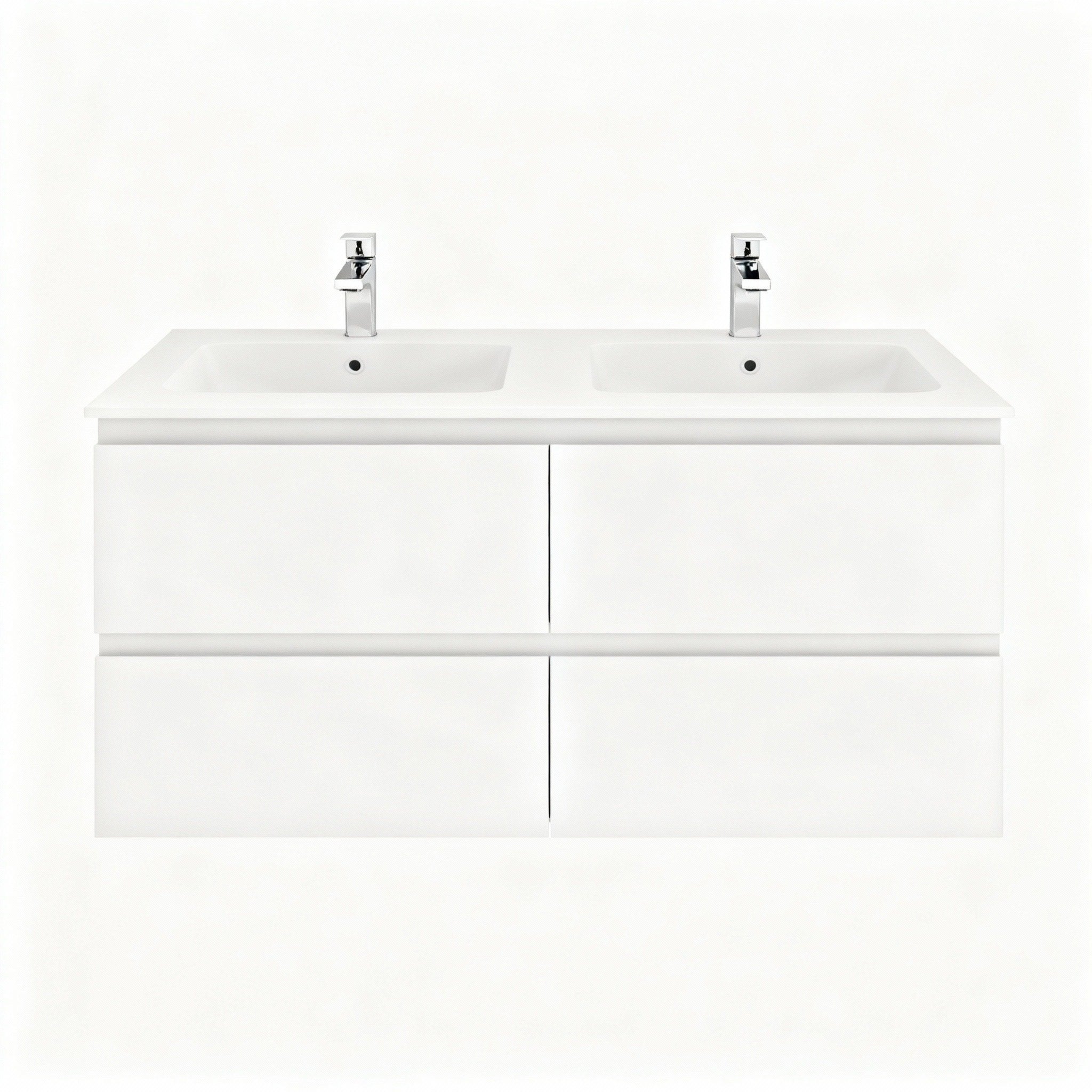 CETO REVIVE MATTE WHITE 1200MM DOUBLE BOWL WALL HUNG VANITY