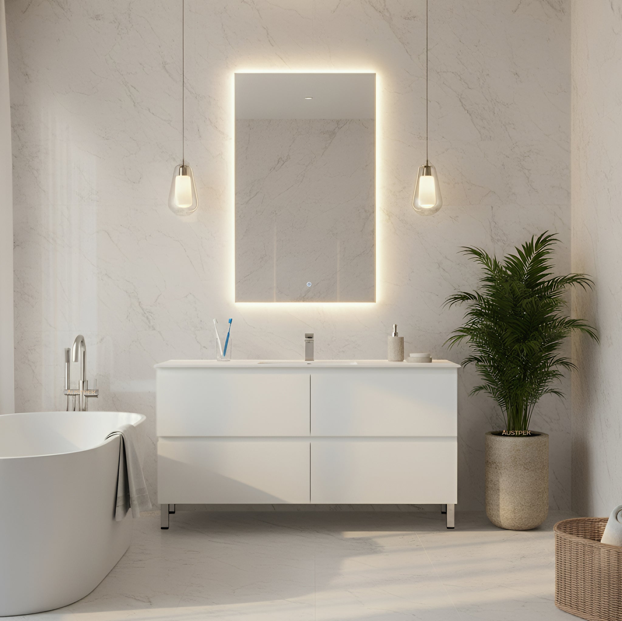 CETO REVIVE MATTE WHITE 1500MM SINGLE BOWL FLOOR STANDING VANITY