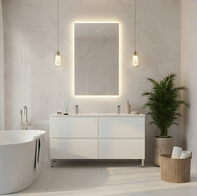 CETO REVIVE MATTE WHITE 1500MM DOUBLE BOWL FLOOR STANDING VANITY