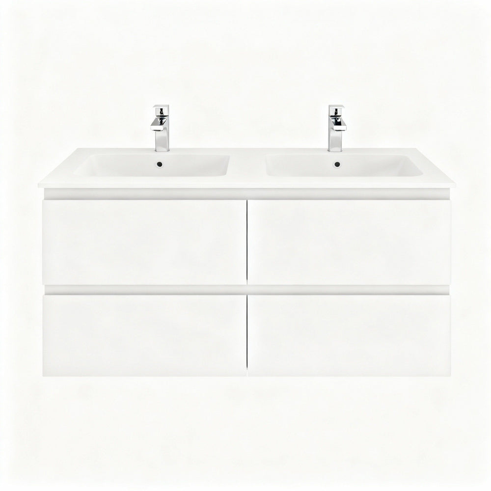 CETO REVIVE MATTE WHITE 1500MM DOUBLE BOWL WALL HUNG VANITY