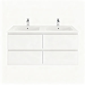 CETO REVIVE MATTE WHITE 1200MM DOUBLE BOWL WALL HUNG VANITY