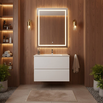 CETO REVIVE MATTE WHITE 600MM SPACE SAVING SINGLE BOWL WALL HUNG VANITY