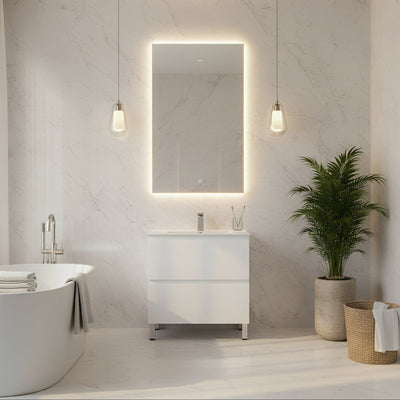 CETO REVIVE MATTE WHITE 600MM SINGLE BOWL FLOOR STANDING VANITY