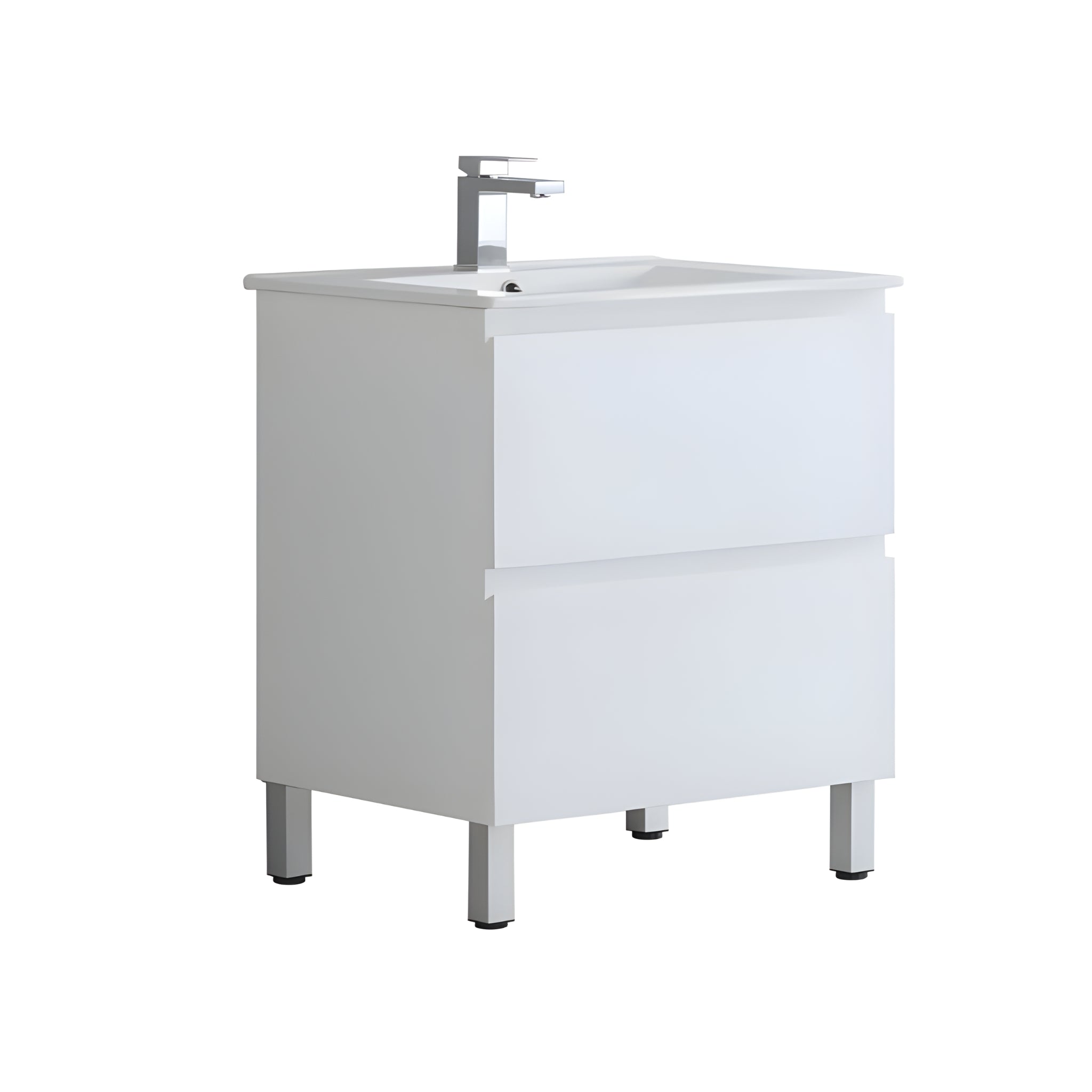 CETO REVIVE MATTE WHITE 600MM SINGLE BOWL FLOOR STANDING VANITY
