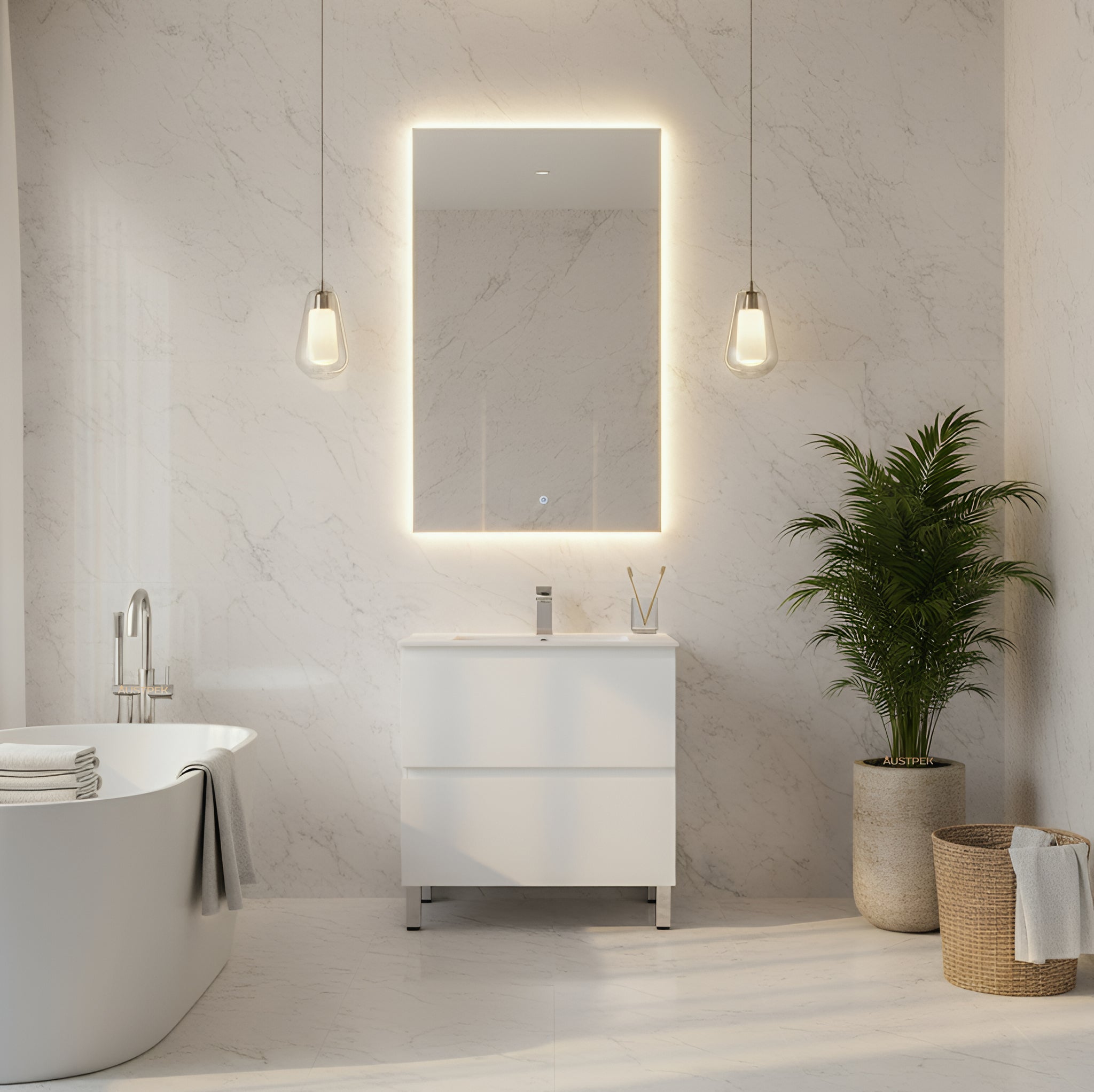 CETO REVIVE MATTE WHITE 600MM SINGLE BOWL FLOOR STANDING VANITY