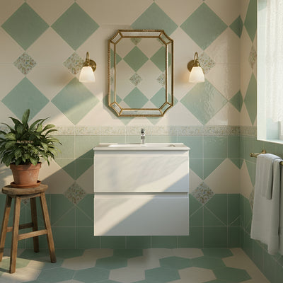 CETO REVIVE MATTE WHITE 600MM SINGLE BOWL WALL HUNG VANITY