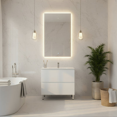 CETO REVIVE MATTE WHITE 750MM SINGLE BOWL FLOOR STANDING VANITY