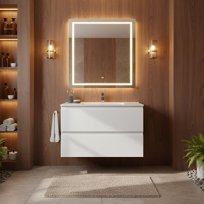 CETO REVIVE MATTE WHITE 900MM SPACE SAVING SINGLE BOWL WALL HUNG VANITY