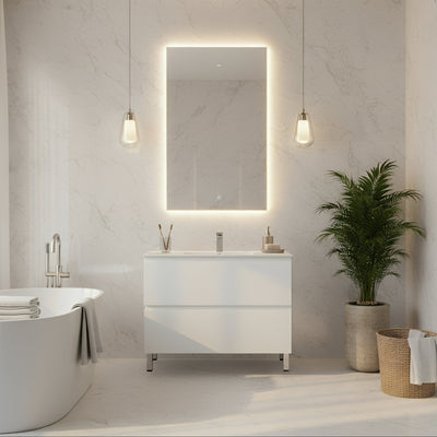 CETO REVIVE MATTE WHITE 900MM SINGLE BOWL FLOOR STANDING VANITY