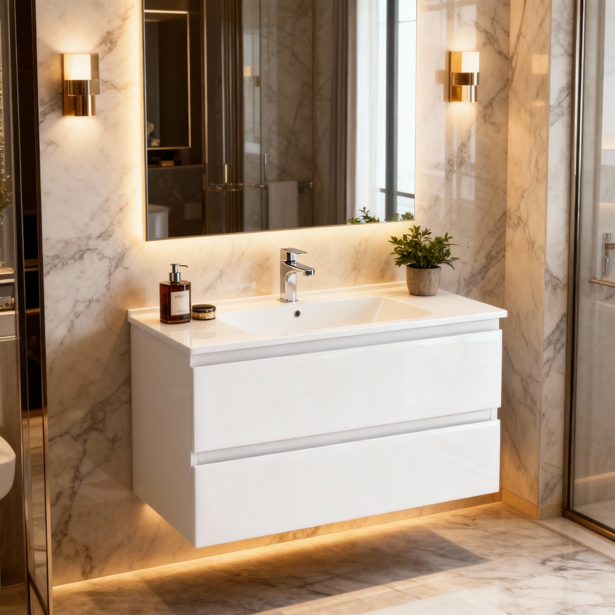 CETO REVIVE MATTE WHITE 900MM SINGLE BOWL WALL HUNG VANITY