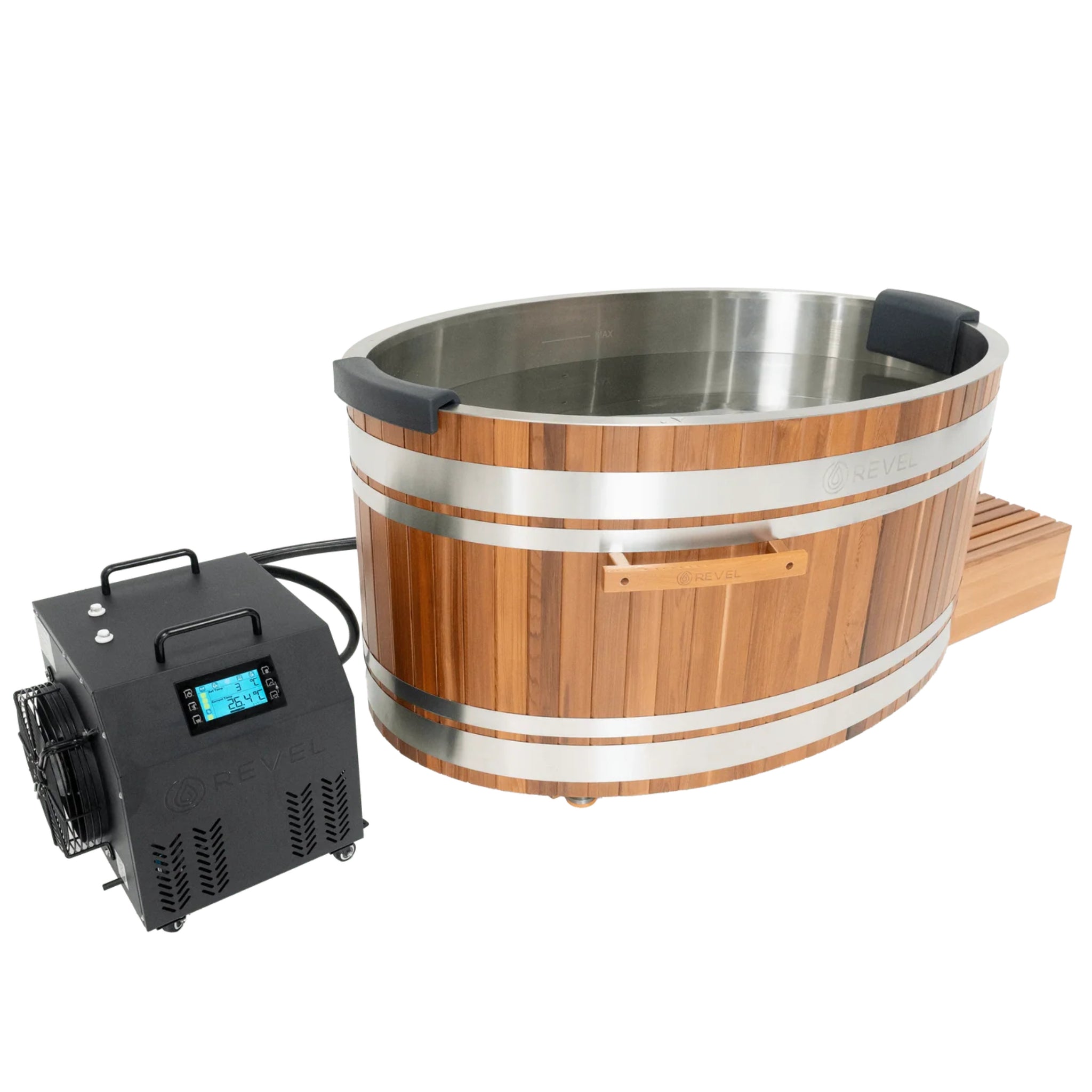 REVEL GLACIER DUO CEDAR COLD PLUNGE ICE BATH WITH CHILLER