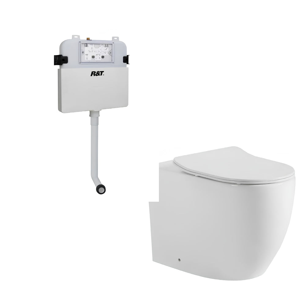 VITO VEX WALL FACED TOILET PAN WITH R&T IN WALL CISTERN PACKAGE GLOSS WHITE