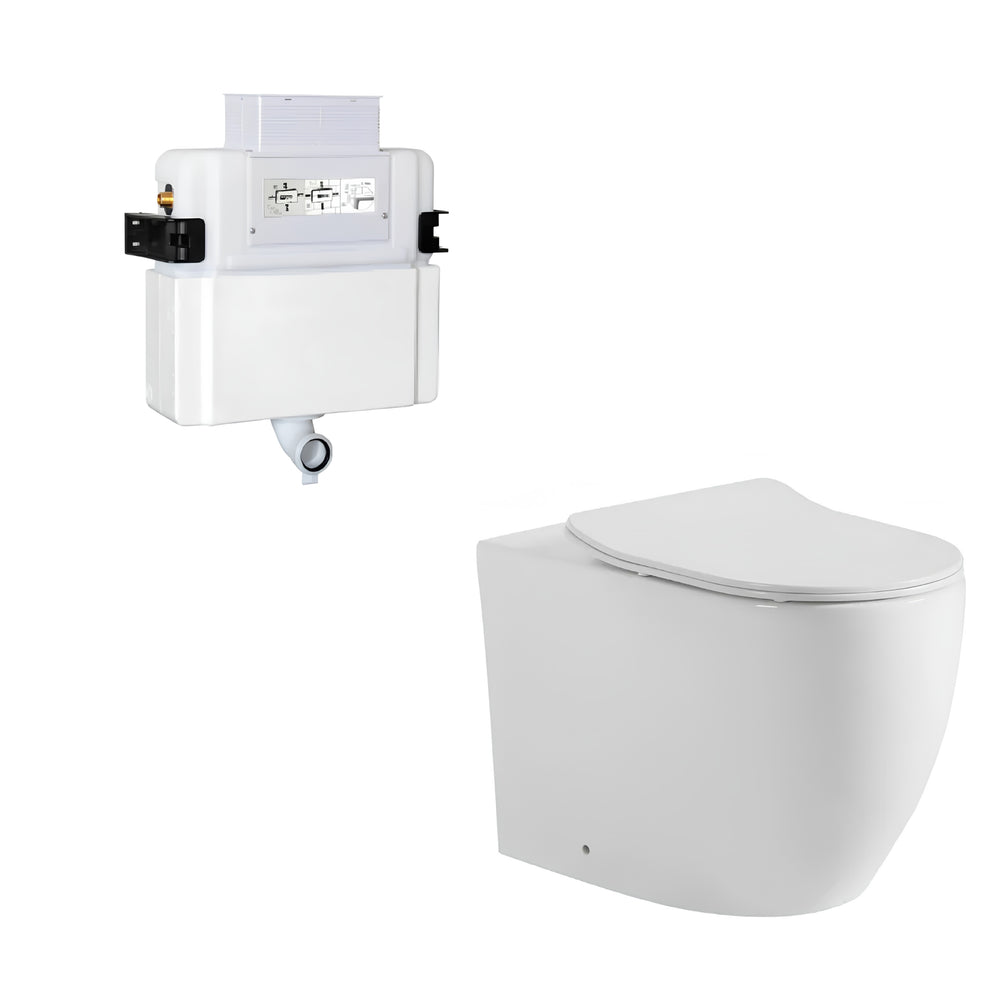 VITO VEX WALL FACED TOILET PAN WITH R&T IN WALL CISTERN PACKAGE GLOSS WHITE