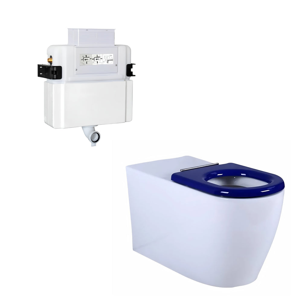 VITO EVIDA DISABLE WALL FACED TOILET SUITE WITH R&T IN WALL CISTERN PACKAGE GLOSS WHITE