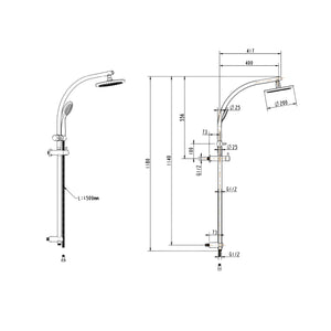 GARETH ASHTON CURVE SHOWER SYSTEM 1180MM BRUSHED BRASS