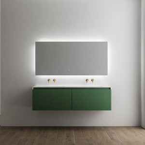 BELBAGNO RIMINI RAIN FOREST 1500MM DOUBLE BOWL WALL HUNG VANITY AND BASIN