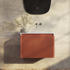 BELBAGNO RIMINI POTTER'S CLAY 600MM SINGLE BOWL WALL HUNG VANITY AND BASIN