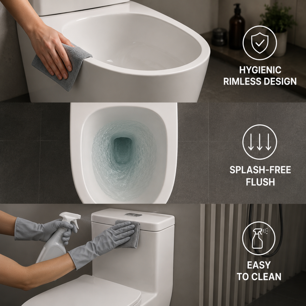 POSEIDON AVIS RIMLESS WALL FACED FLOOR PAN MATTE BLACK