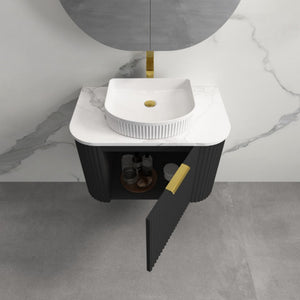 INFINITY RIO BLACK 750MM CURVED SINGLE BOWL WALL HUNG VANITY