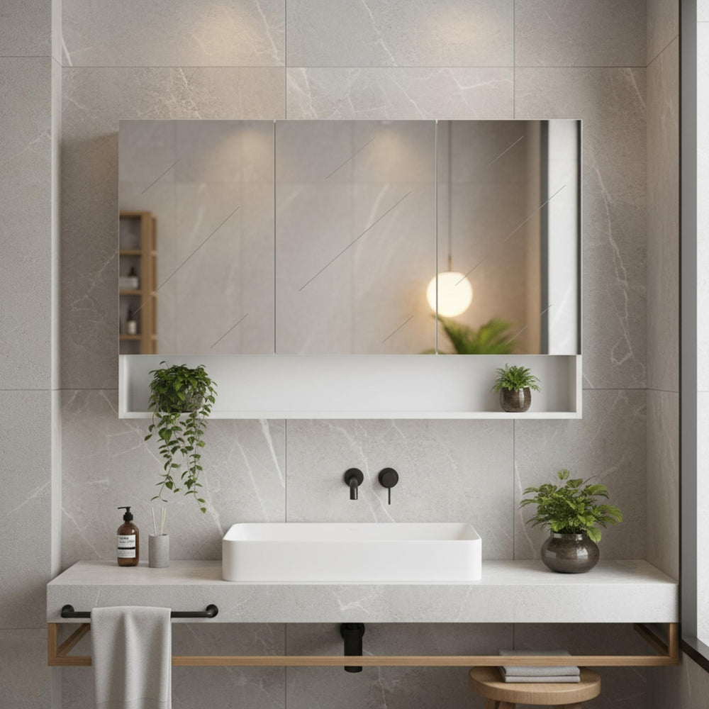 POSEIDON RIVA WHITE MIRROR SHAVING CABINET 1198X750MM