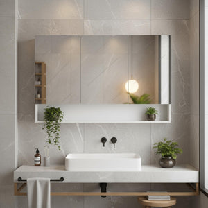 POSEIDON RIVA WHITE MIRROR SHAVING CABINET 1198X750MM