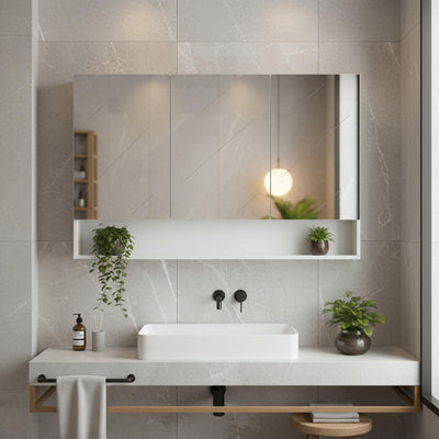 POSEIDON RIVA WHITE MIRROR SHAVING CABINET 1198X750MM