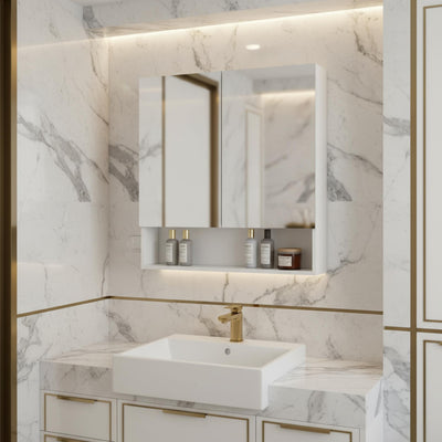 POSEIDON RIVA WHITE MIRROR SHAVING CABINET 750X750MM