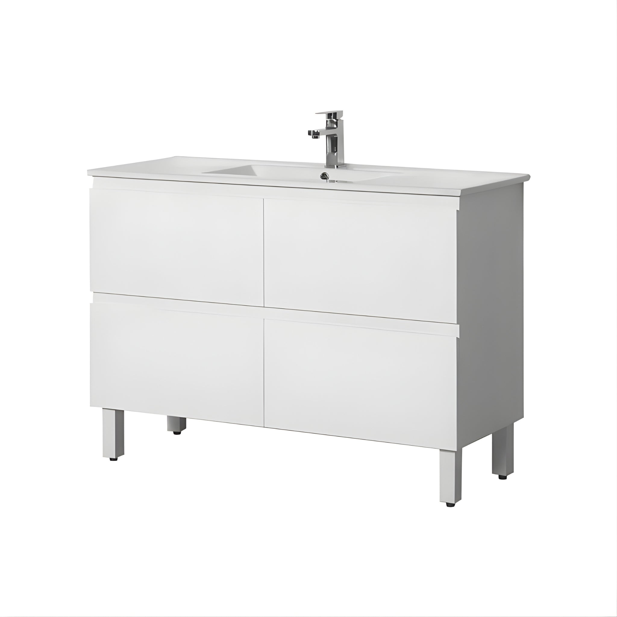 POSEIDON RIVA GLOSS WHITE 1200MM SINGLE BOWL FLOOR STANDING VANITY