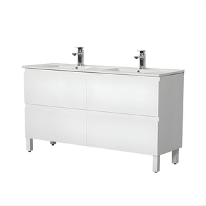 POSEIDON RIVA GLOSS WHITE 1200MM DOUBLE BOWL FLOOR STANDING VANITY