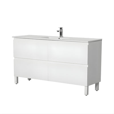POSEIDON RIVA GLOSS WHITE 1500MM SINGLE BOWL FLOOR STANDING VANITY