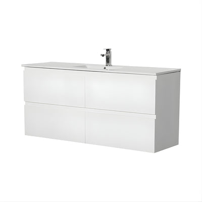 POSEIDON RIVA GLOSS WHITE 1500MM SINGLE BOWL WALL HUNG VANITY
