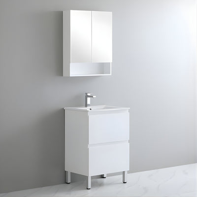 POSEIDON RIVA GLOSS WHITE 600MM SINGLE BOWL FLOOR STANDING VANITY
