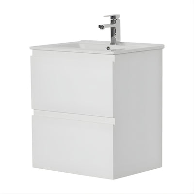 POSEIDON RIVA GLOSS WHITE 600MM SINGLE BOWL WALL HUNG VANITY