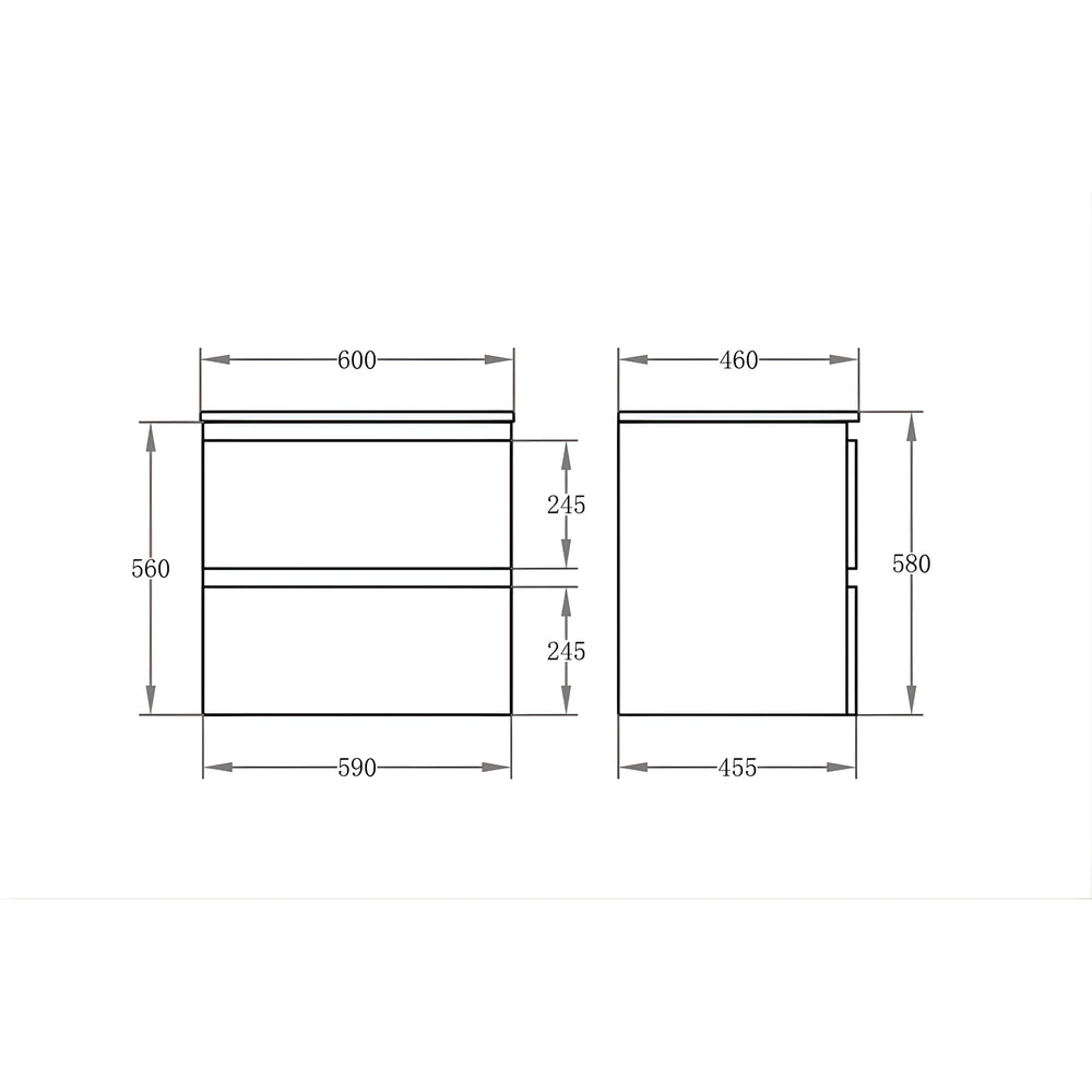 POSEIDON RIVA GLOSS WHITE 600MM SINGLE BOWL WALL HUNG VANITY