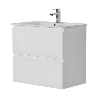 POSEIDON RIVA GLOSS WHITE 750MM SINGLE BOWL WALL HUNG VANITY