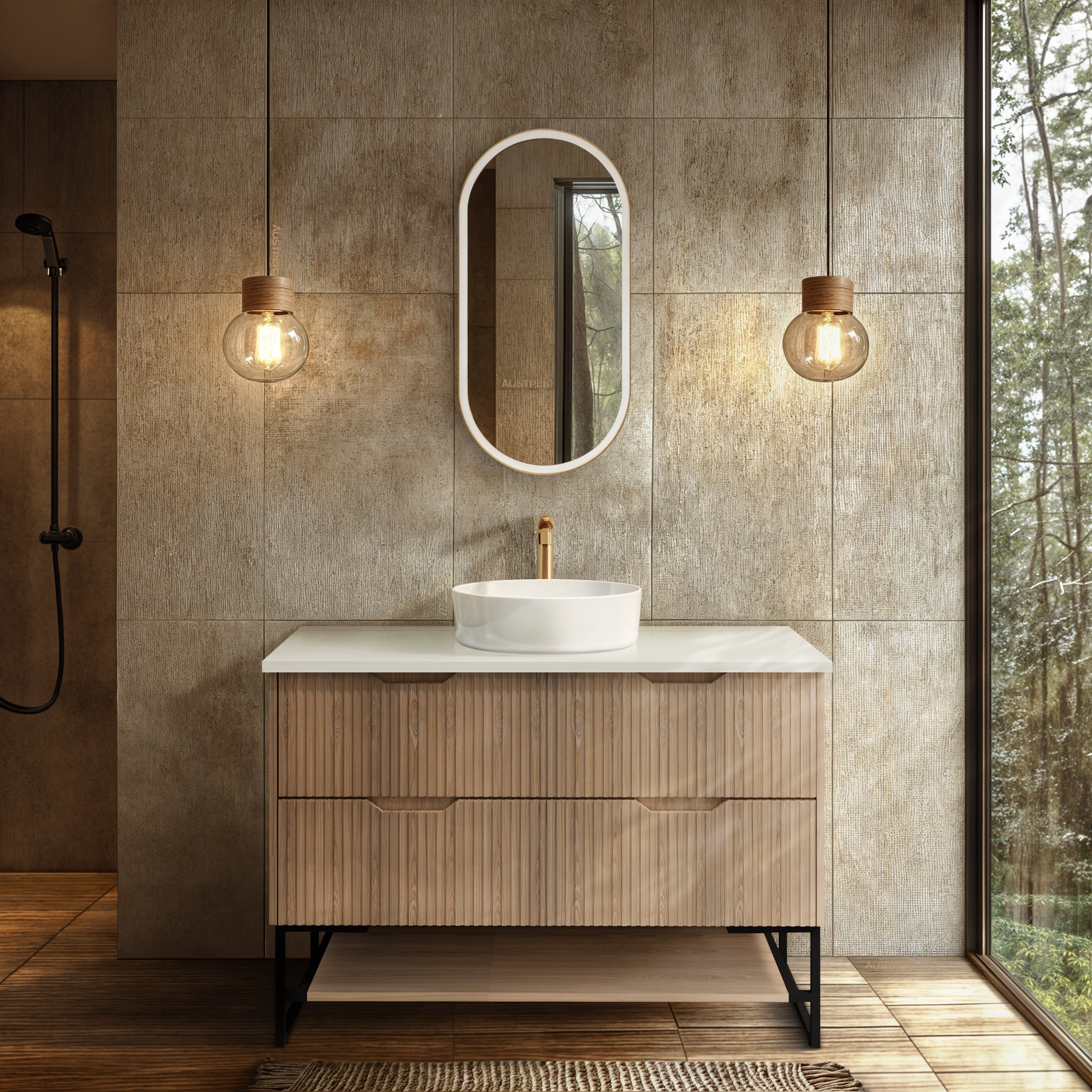 RIVA BALI AMERICAN OAK 1200MM SINGLE BOWL FLOOR STANDING VANITY