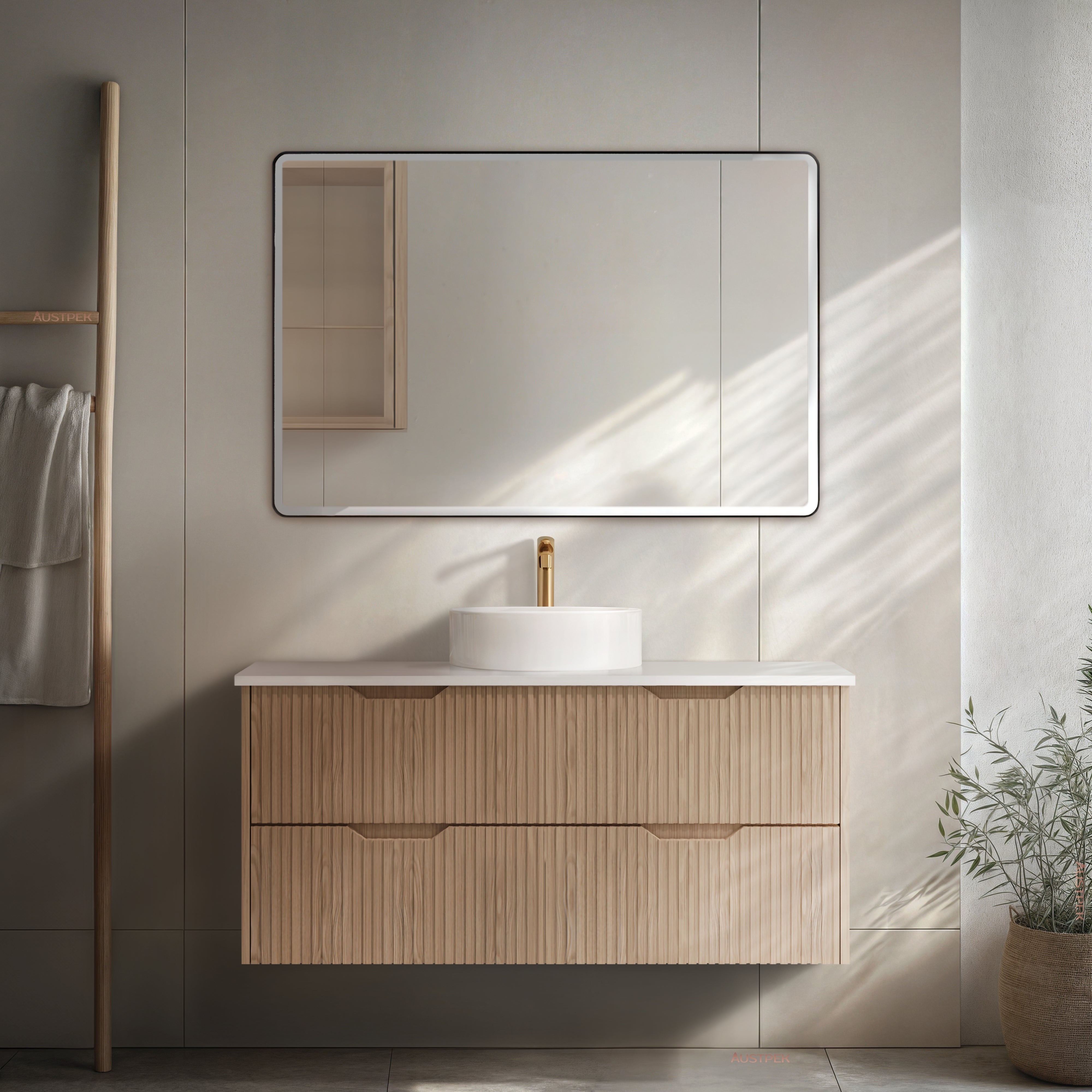 RIVA BALI AMERICAN OAK 1200MM SINGLE BOWL WALL HUNG VANITY
